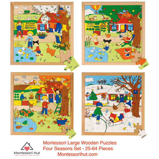 Four Seasons Puzzles - Set of 4 (20% off) - 25-64 Piece Large Wooden Puzzle